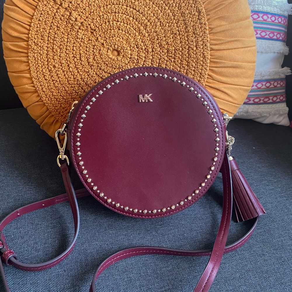Michael Kors Studded Red Leather Circle Bag